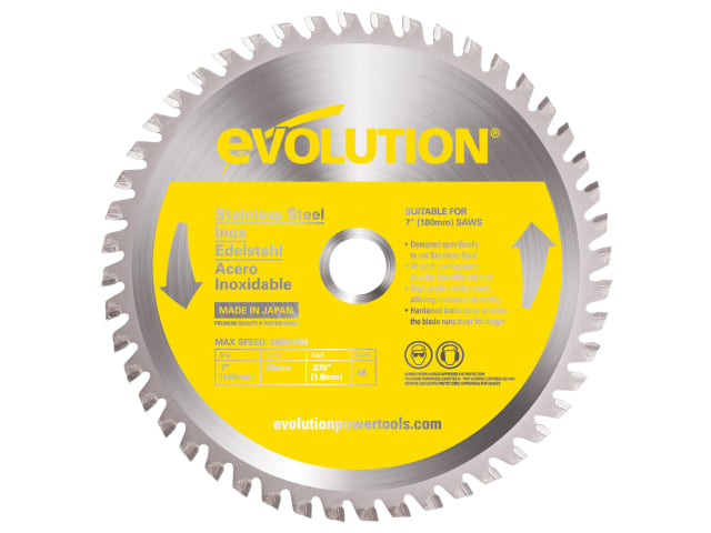 Evolution EVOBLADESS Stainless Steel Cutting Circular Saw Blade 180 x 20mm x 48T