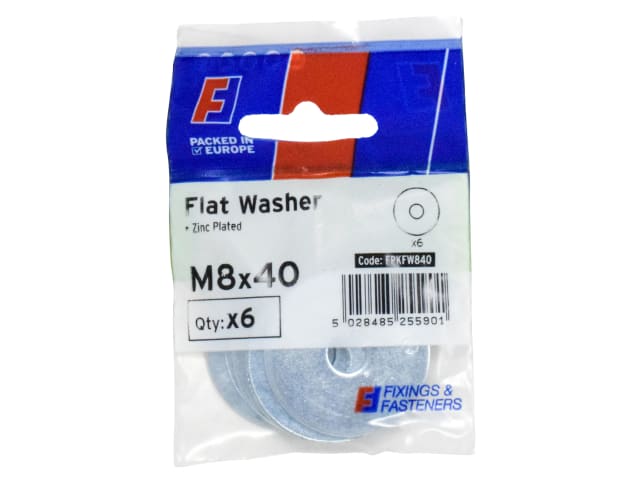 ForgeFix FPKFW840 Flat Washers ZP M8 x 40mm ForgePack 6