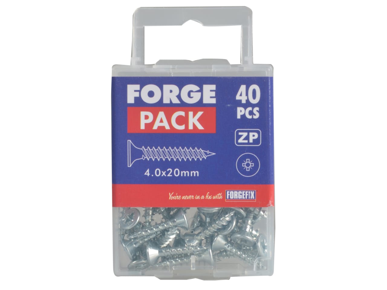 ForgeFix FPMPS420ZP Multi-Purpose Pozi Compatible Screw CSK ST ZP 4.0 x 20mm Forge Pack 40 - FORFPMP420Z - View 3