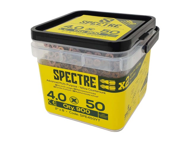 ForgeFix SPE450YT Spectre PZ Compatible Wood Screw CSK ZYP 4.0 x 50mm Tub 900