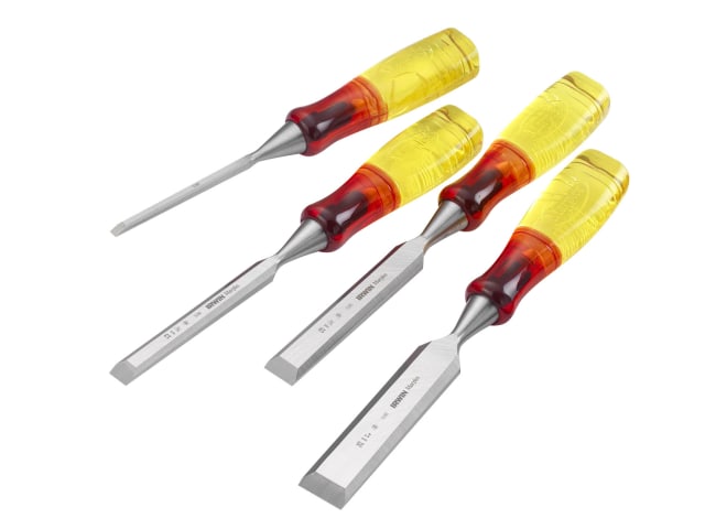 Irwin Marples IWHT18101-0 M373 Bevel Edge Chisel Splitproof Handle Set, 4 Piece