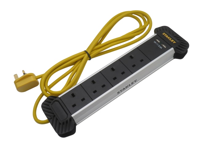 Stanley SXECFE2DHFE 4-Gang + 2 USB Powerboard with Cable Management 3m