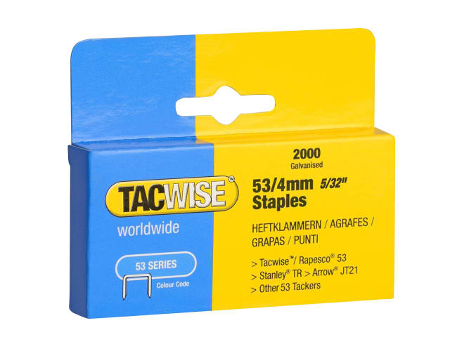 Tacwise 333 53 Light-Duty Staples 4mm (Type JT21 A) (Pack 2000)