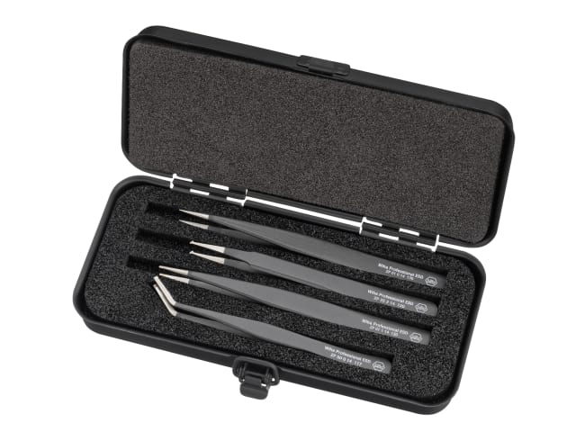 Wiha 32349 Professional ESD SMD Tweezer Set, 4 Piece