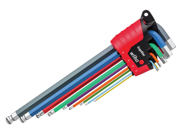 Wiha 43850 ErgoStar MagicRing Colour Hex Ball End L-key Set, 9 Piece