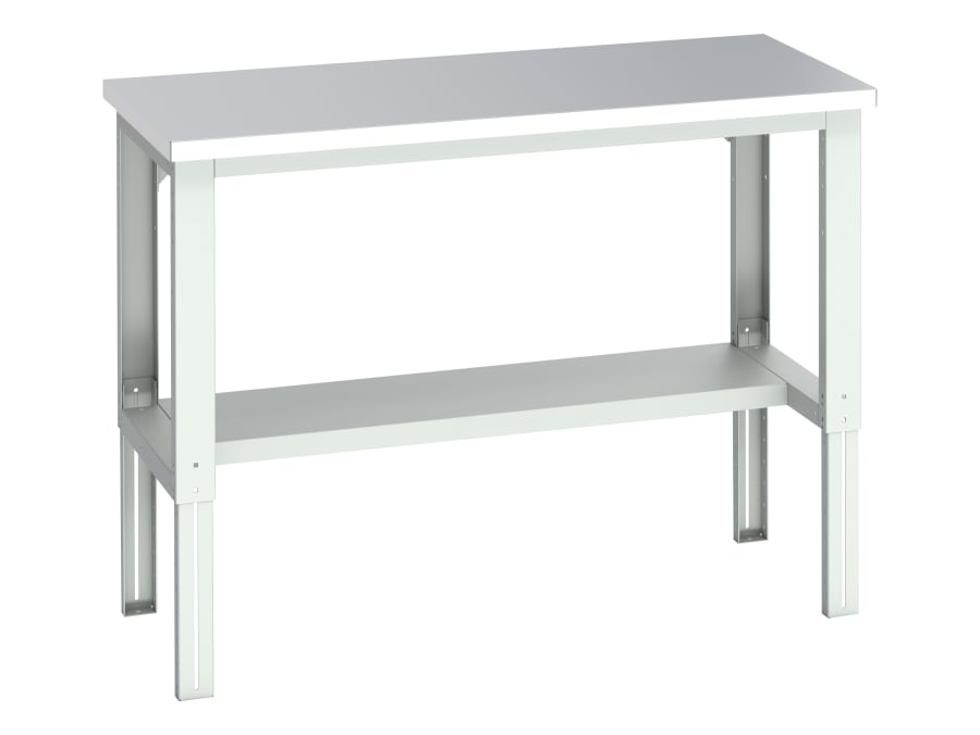 Bott 41003656.16V Cubio Adjustable Bench with Half Shelf, Stainless Steel Clad Top 1500 x 750mm