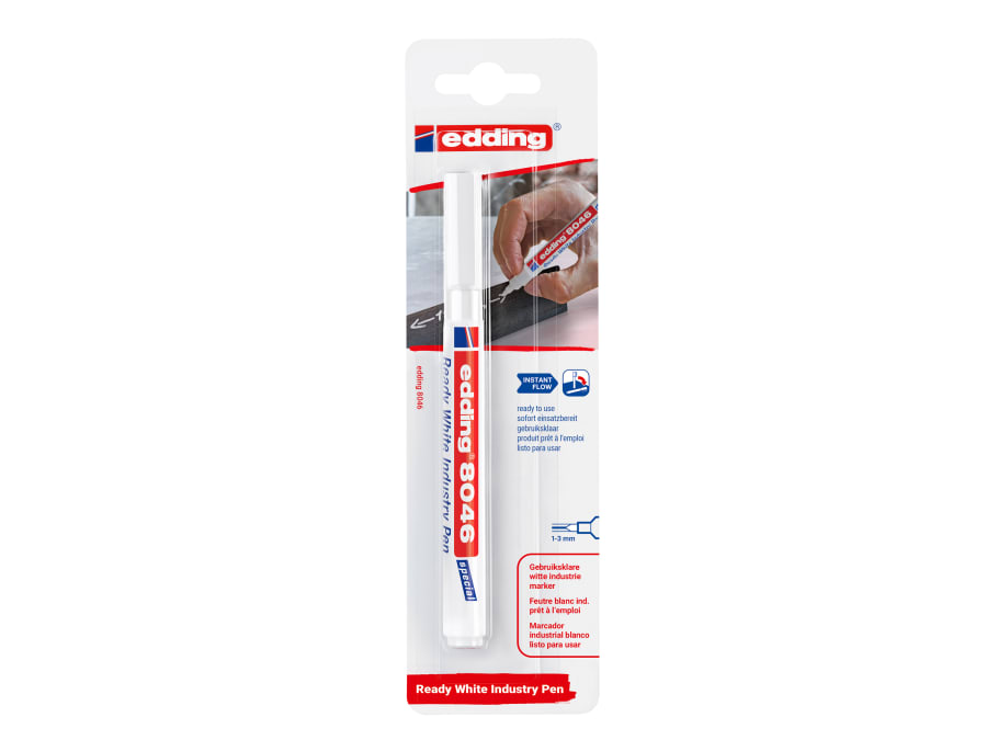 edding 4-8046-1-1049 8046 Ready White Industry Pen (Blister Packed)