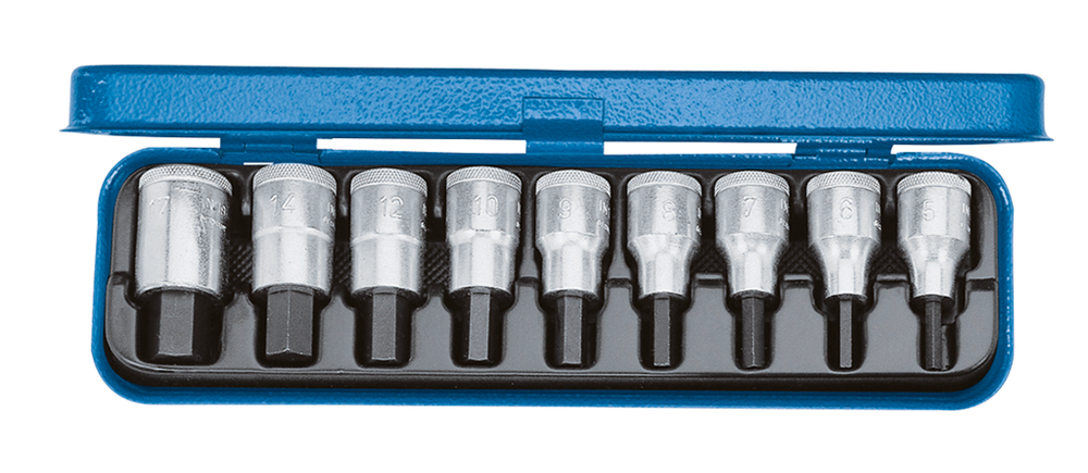 Gedore 6156410 IN 19 PA Screwdriver set 1/2" 9 pieces inside hex Inch