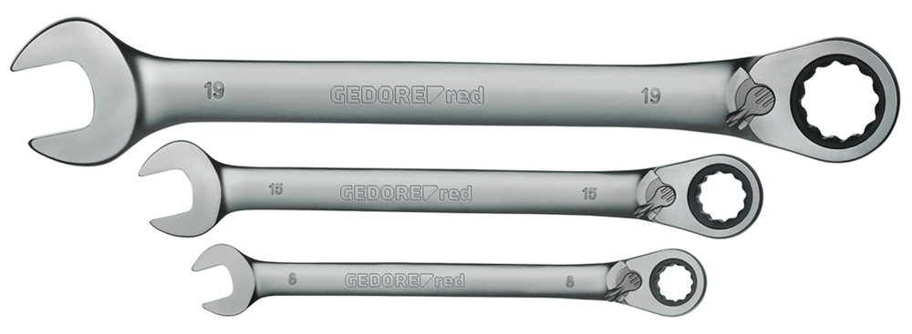 Gedore 3300873 R07205012 Ratchet wrench set a/f 8-19 mm 12 pieces