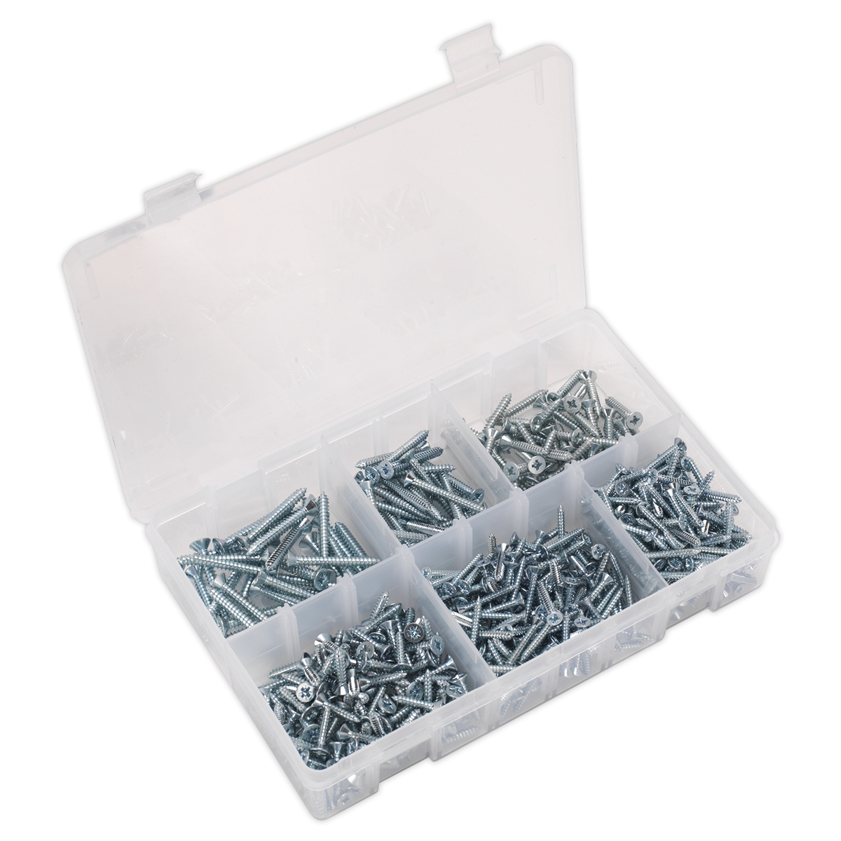 Sealey AB062STCS Zinc Plated Self-Tapping Countersunk Pozi Screw Assortment 510pc - DIN 7982