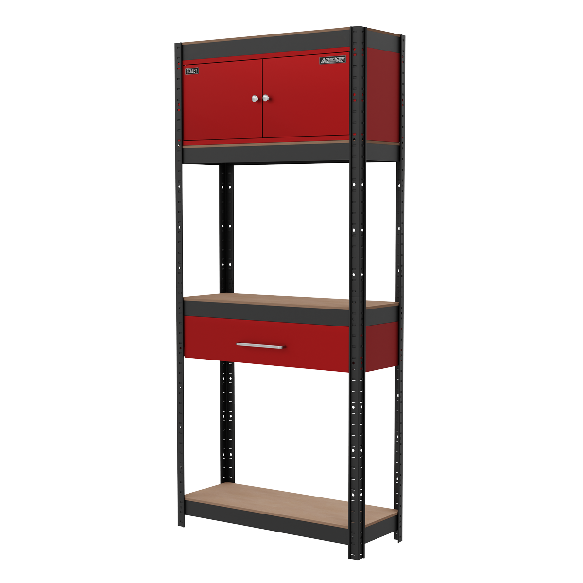 Sealey AP830R Shelving Unit 4-Tier with Cupboard & Drawer