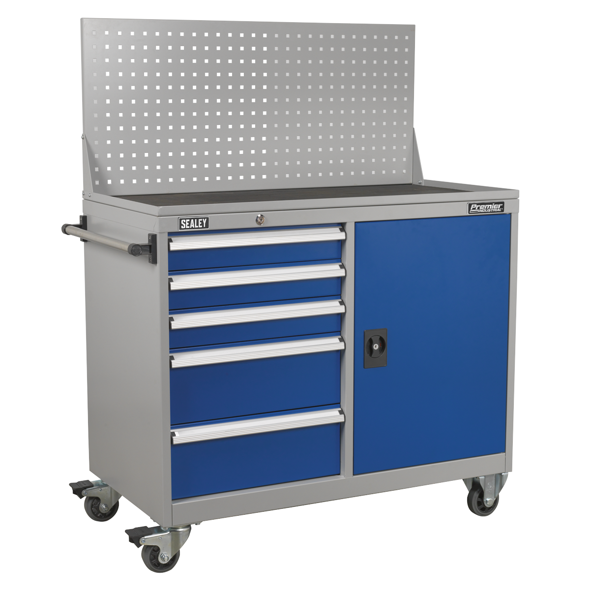 Sealey API1103A Premier Industrial Mobile Workstation with 5 Drawers & 1 Shelf