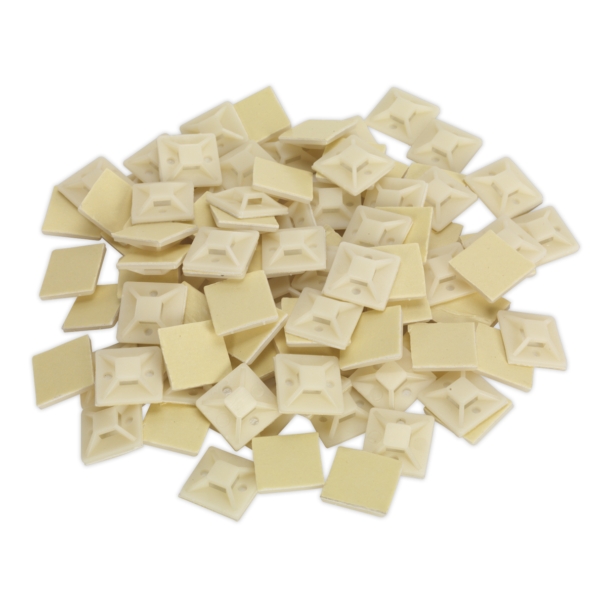 Sealey CTM2525W Self-Adhesive Cable Tie Mount 25 x 25mm, White - Pack of 100