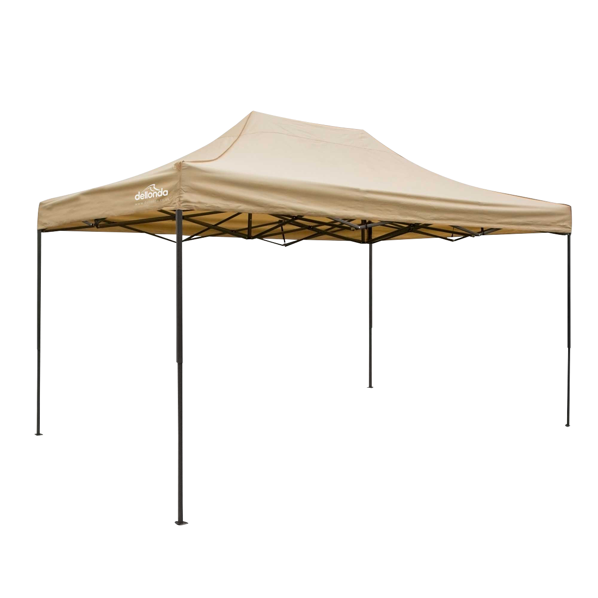 Dellonda DG134 Premium 3 x 4.5m Pop-Up Gazebo, Heavy Duty, PVC Coated, Water-Resistant Fabric, Supplied with Carry Bag, Rope, Stakes & Weight Bags - Beige Canopy