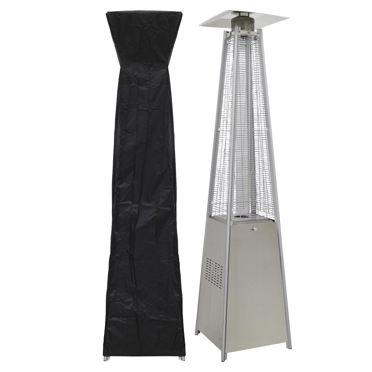 Dellonda DG225 Pyramid Gas Patio Heater 13kW for Commercial & Domestic Use, Stainless Steel, Supplied with Cover