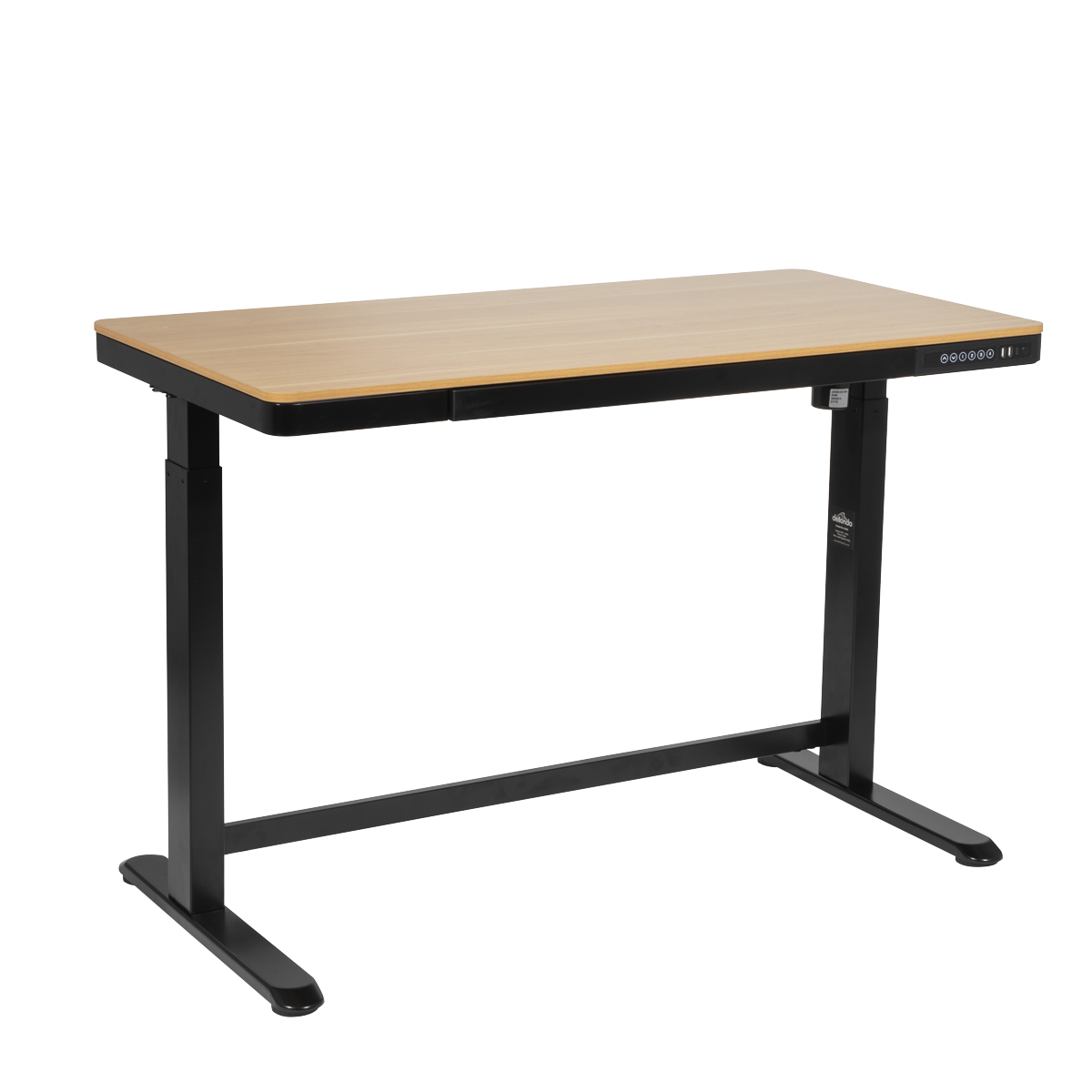 Dellonda DH65 Single Motor Ultra-Quiet Electric Desk with Control Panel, USB Port & Drawer - Oak Desktop