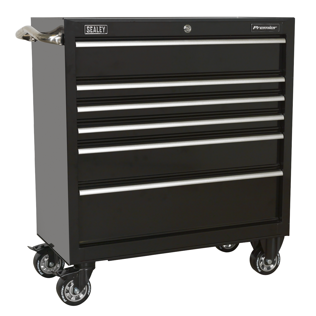 Sealey PTB93006 Premier Heavy-Duty Rollcab 930mm 6 Drawer - Black