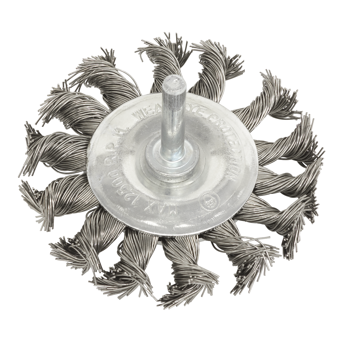 Sealey TKFBS75 75mm Twist Knot Flat Wire Wheel with 6mm Shaft