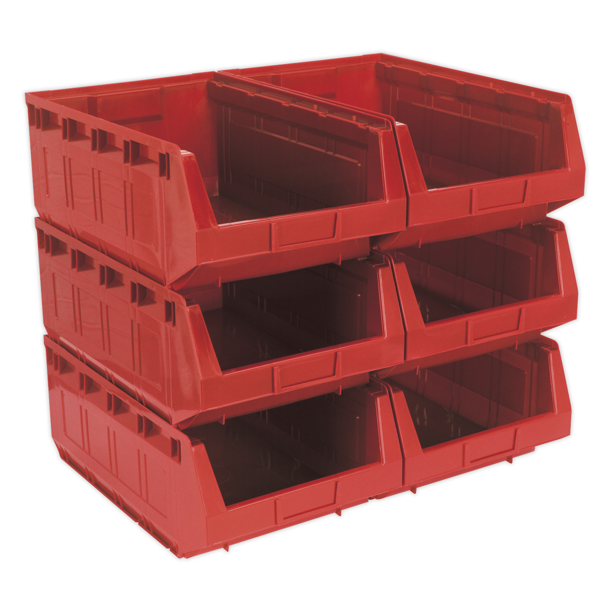 Sealey TPS56R Plastic Storage Bin 310 x 500 x 190mm, Red - Pack of 6