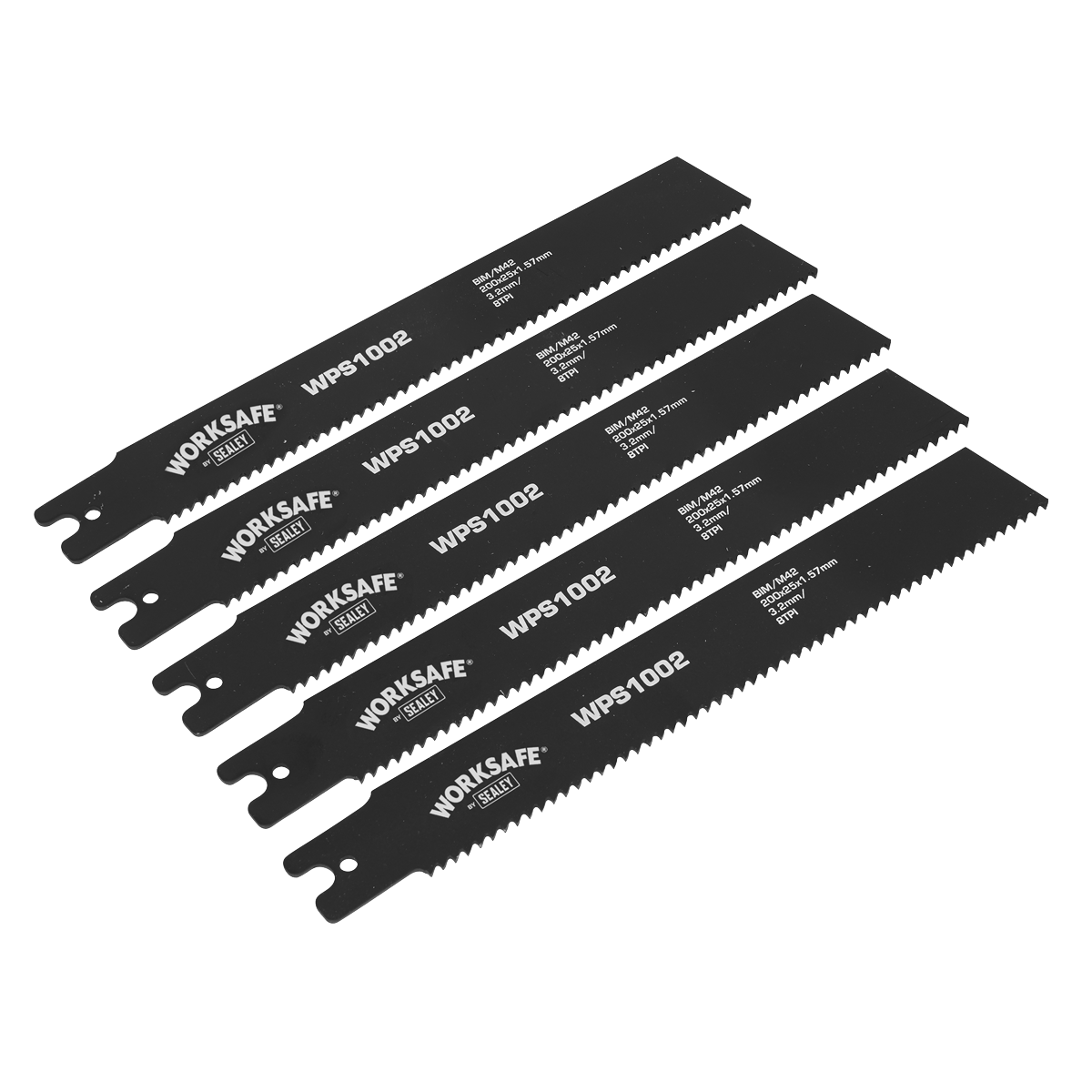 Worksafe WPS1002 Pipe Saw Blade 200 x 25 x 1.7mm 8tpi - Pack of 5