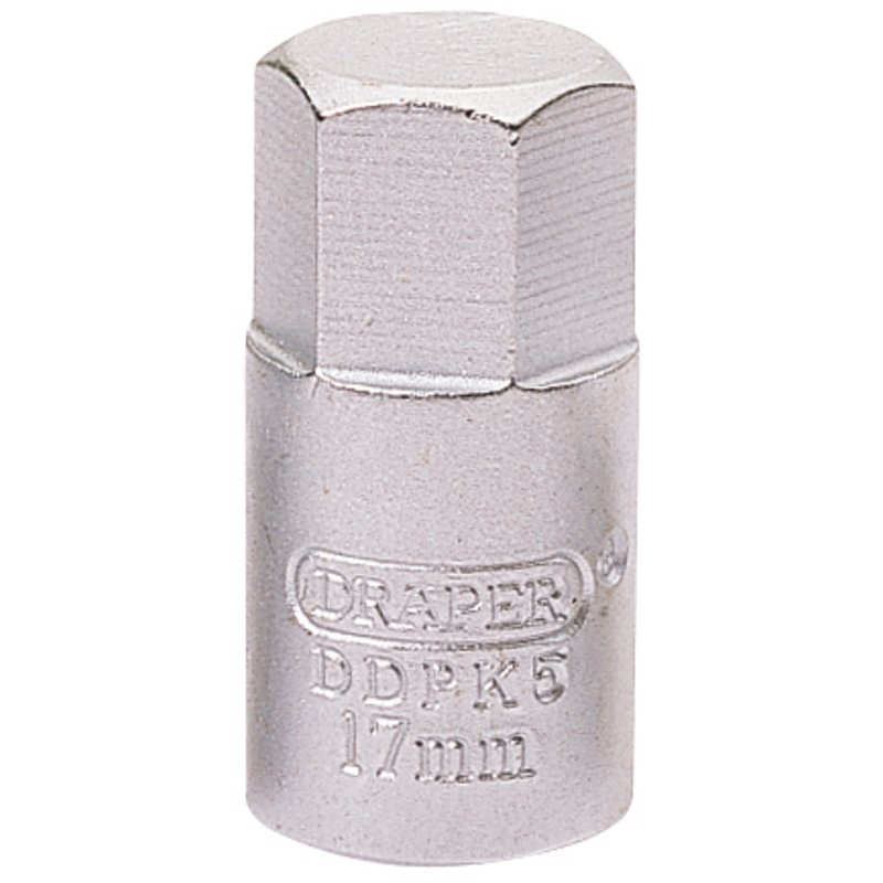 Draper 38323 Hexagon Drain Plug Key, 3/8" Sq. Dr., 17mm