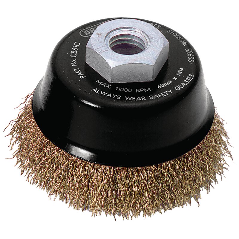 Draper Expert 52635 Brassed Steel Crimped Wire Cup Brush, 60mm, M14