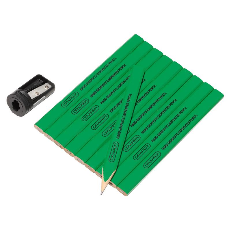 Draper 12145 Carpenter's Pencils with Sharpener (Pack of 10)