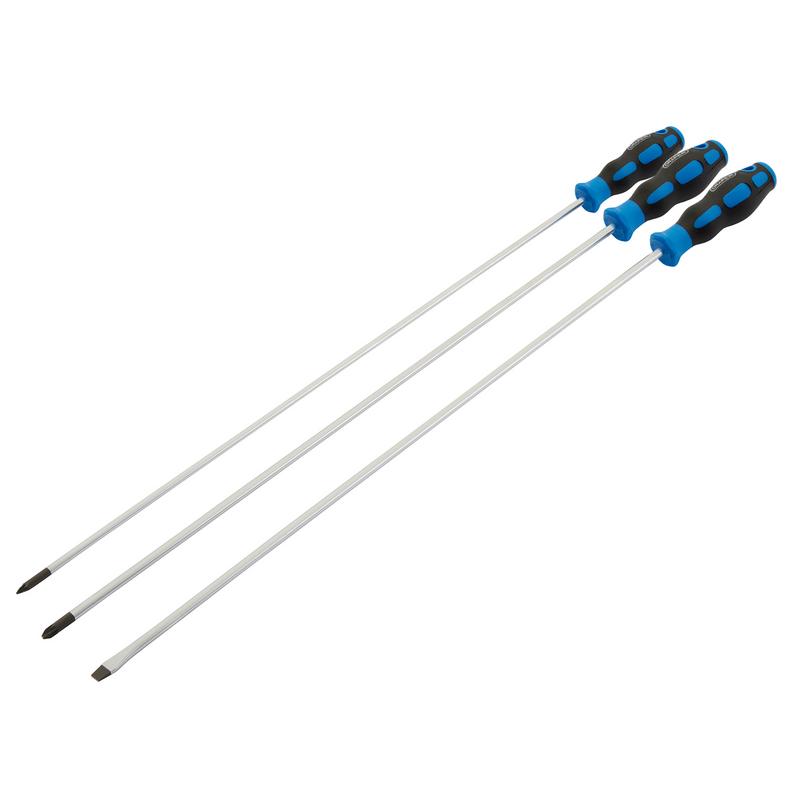 Draper 32603 Extra Long Reach Soft Grip Screwdriver Set, 450mm (3 Piece)