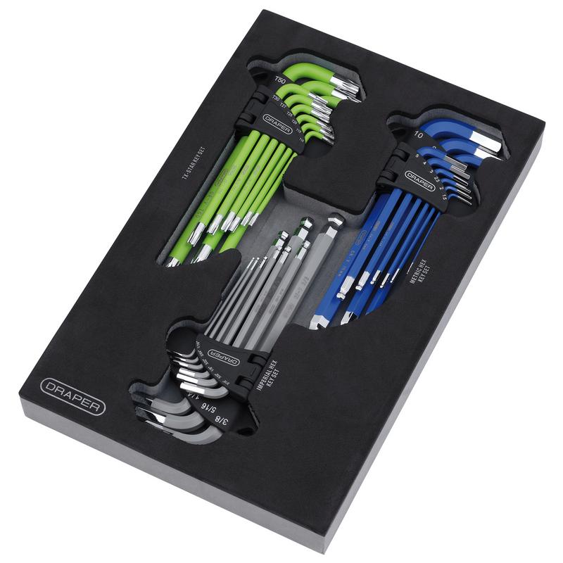 Draper 12822 TX-STAR, Imperial & Metric Ball End Hex Key Sets (27 Piece)
