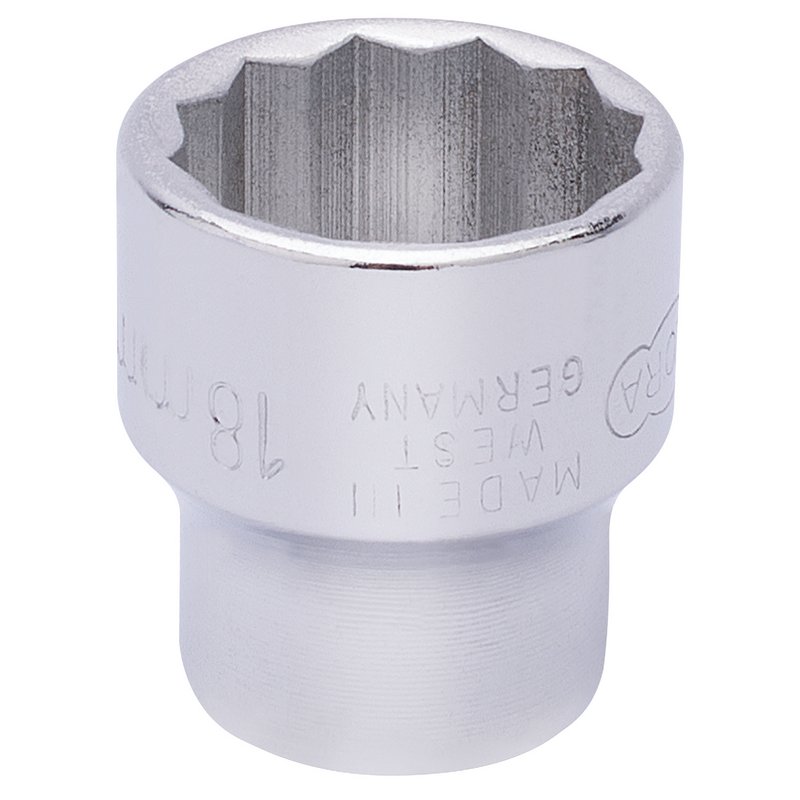 Elora 25945 Bi-Hexagon Socket, 3/8" Sq. Dr., 18mm