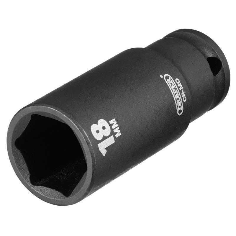 Draper 06891 HI-TORQ 6 Point Deep Impact Socket, 3/8" Sq. Dr., 18mm