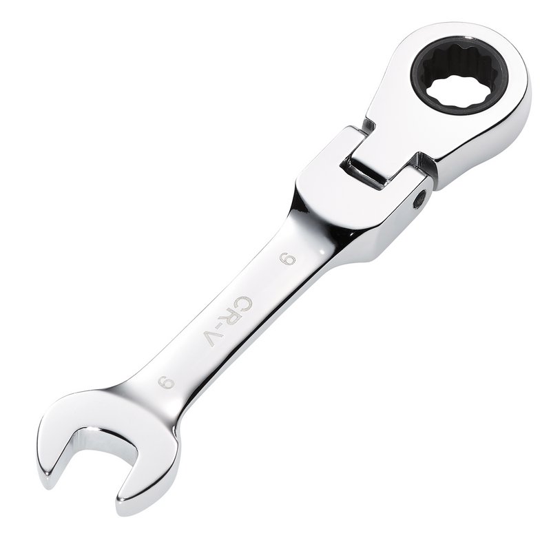 Draper 27964 HI-TORQ Metric Stubby Flexible Head Ratchet Combination Spanner, 9mm