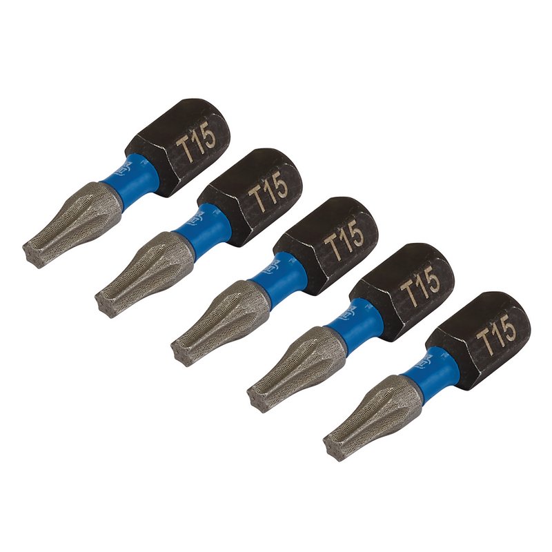 Draper Expert 05492 TX-STAR Impact Screwdriver Bits, T15 x 25mm, 1/4" Hex (Pack of 5)