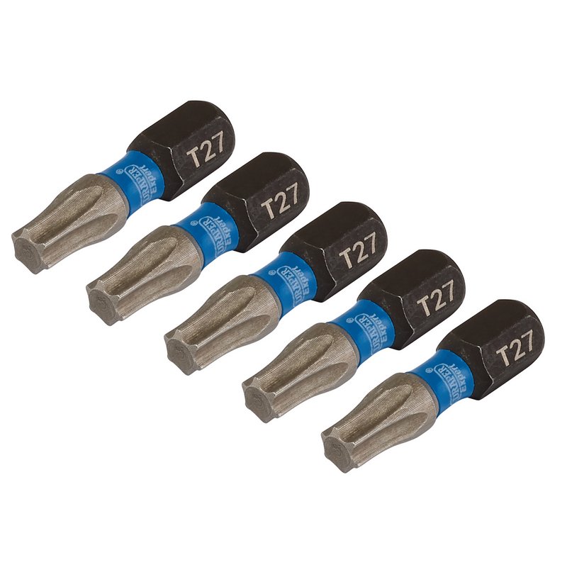 Draper Expert 05495 TX-STAR Impact Screwdriver Bits, T27 x 25mm, 1/4" Hex (Pack of 5)