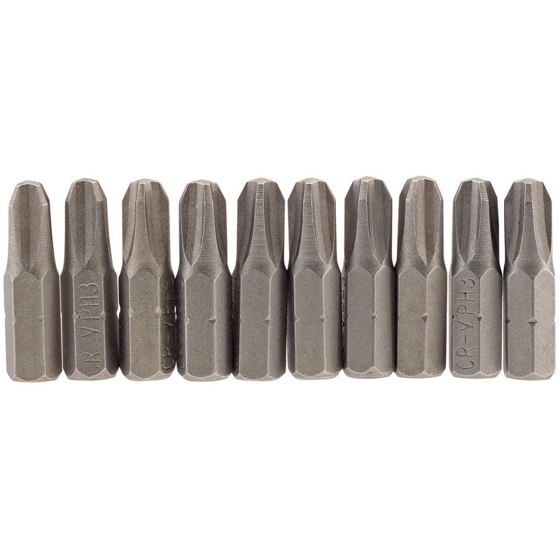 Draper 64087 Cross Slot Insert Bit, 1/4" Hex, 25mm Long, No.3 (Pack of 10)