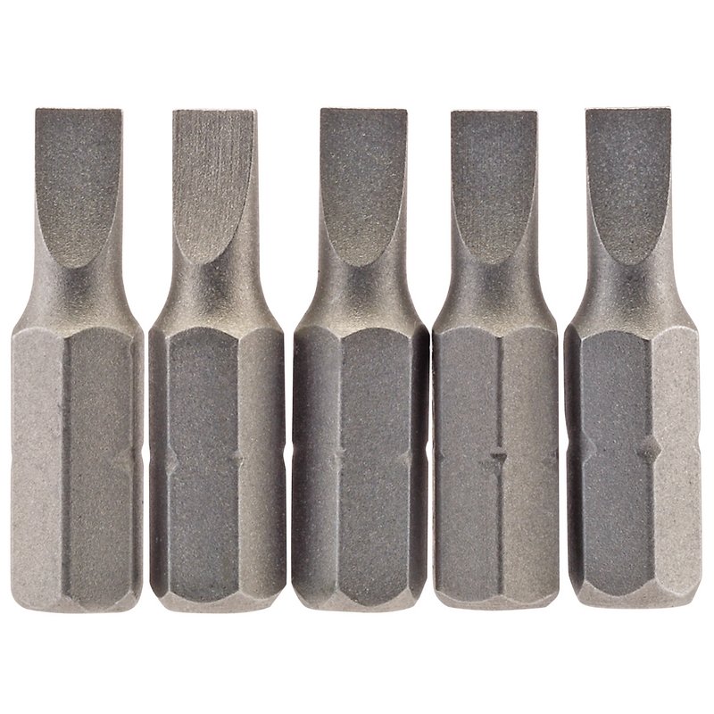 Draper 64008 Plain Slot Insert Bit, 4.5 mm, 1/4" Hex, 25mm Long (Pack of 5)
