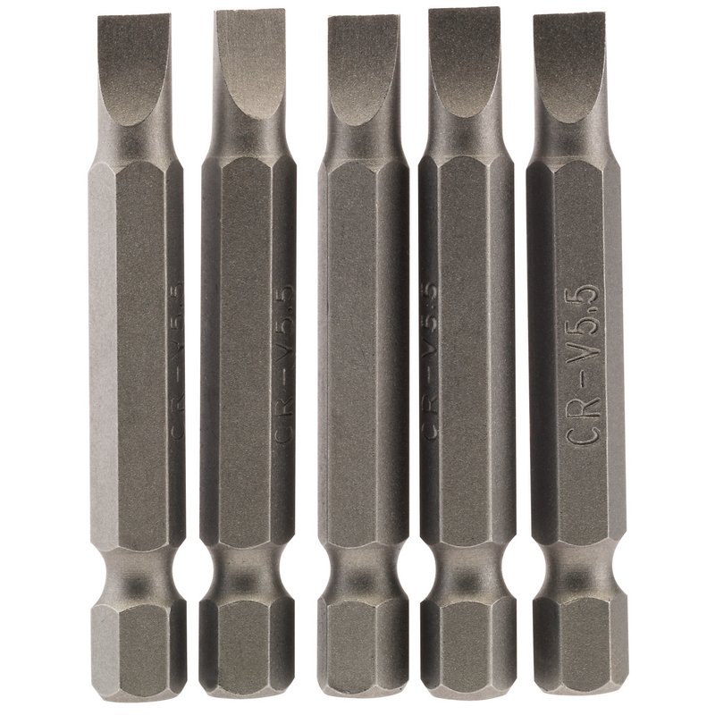 Draper 64272 Plain Slot Insert Bit, 5.5mm, 1/4" Hex, 50mm Long (Pack of 5)