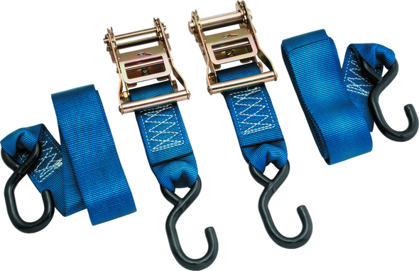 BikeMaster 2x84in Ratchet Tiedown Pair - Blue 100578