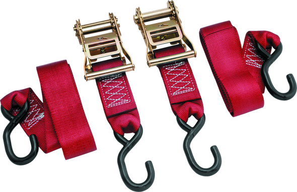 BikeMaster 2x84in Ratchet Tiedown Pair - Red 100577