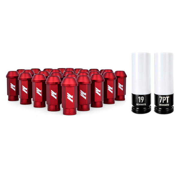 Mishimoto Aluminum Locking Lug Nuts M12x1.5 27pc Set Red MMLG-15-27LRD