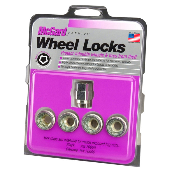 McGard Wheel Lock Nut Set - 4pk. (Under Hub Cap / Cone Seat) M12X1.5 / 19mm & 21mm Hex / .775in. L 24012