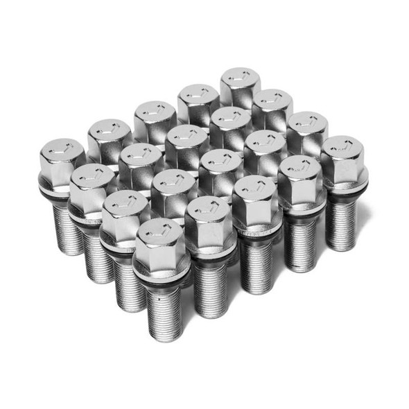 Vossen Lug Bolt - 14x1.5 - 30mm - 17mm Hex - Cone Seat - Silver (Set of 20) LUG-B1450-30-CH