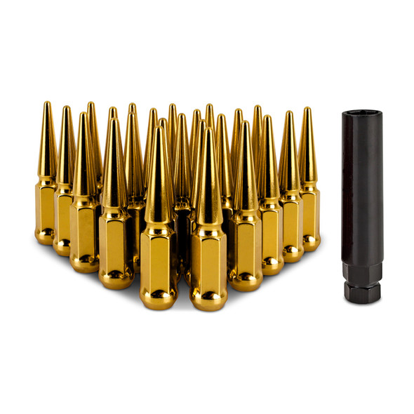 Mishimoto Mishimoto Steel Spiked Lug Nuts M12 x 1.5 24pc Set Gold MMLG-SP1215-24GD