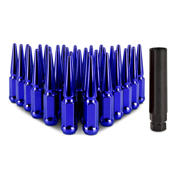 Mishimoto Mishimoto Steel Spiked Lug Nuts M14 x 1.5 32pc Set Blue MMLG-SP1415-32BL