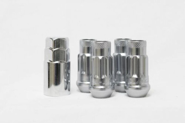 Wheel Mate 14x1.50 Monster Lug Satin Silver Locking Lug Nut  - Set of 4 33002SS