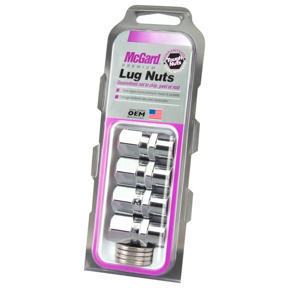 McGard Hex Lug Nut (Drag Racing Short Shank) M12X1.5 / 13/16 Hex / 1.6in. Length (4-Pack) - Chrome 60129