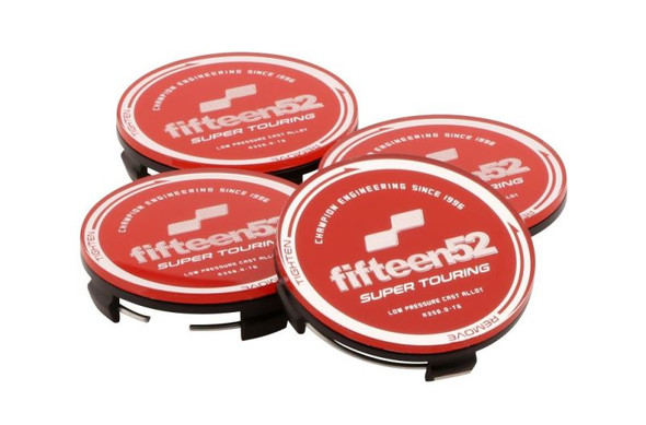 fifteen52 Super Touring (Chicane/Podium) Center Cap Set of Four - Red/Chrome 52-ST-CAP-RED-SET