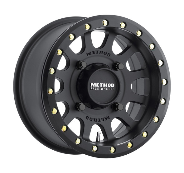 Method MR401 UTV Beadlock 15x7 / 4+3/13mm Offset / 4x156 / 132mm CB Matte Black Wheel MR40157046543B