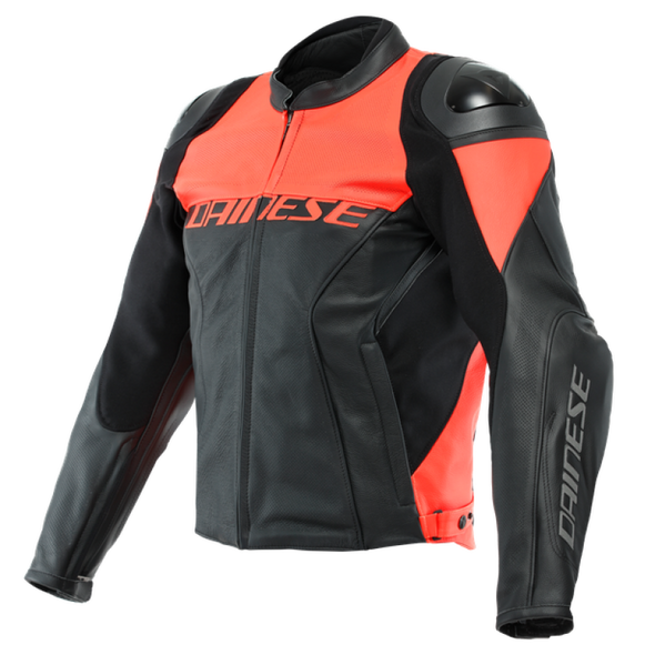 Dainese Racing 4 Leather Jacket Perforated Black/Fluorescent Red Size - 56 201533849-628-56