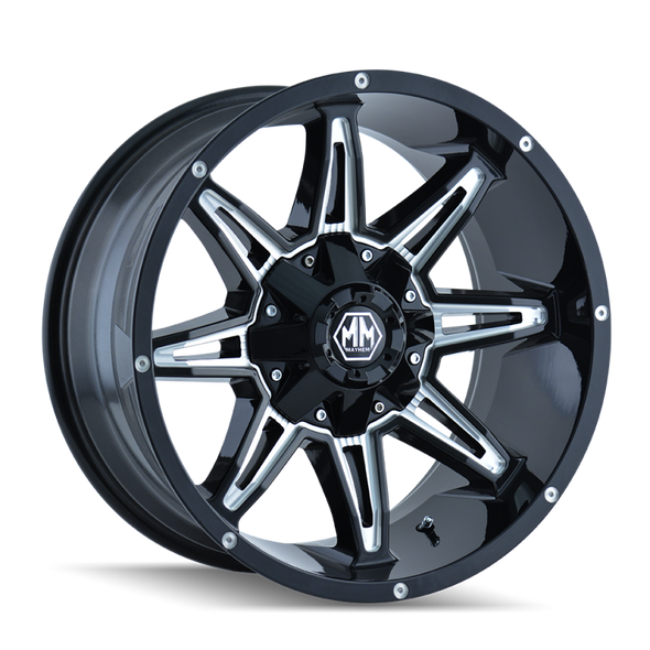 Mayhem 8090 Rampage 18x9 / 6x135 BP / 18mm Offset / 106mm Hub Black w/ Milled Spokes Wheel 8090-8937M18